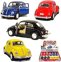 Vista 1 de 12 piezas en caja 5" 1967 VW Classic Beetle escala 132 (negroazulrojoamarillo)