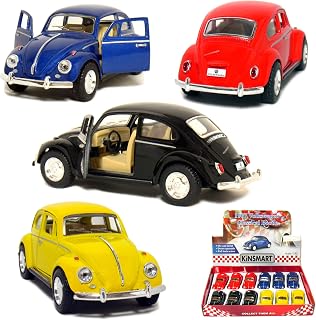 12 pcs in Box: 5" 1967 VW Classic Beetle 1:32 Scale (Black/Blue/Red/Yellow)