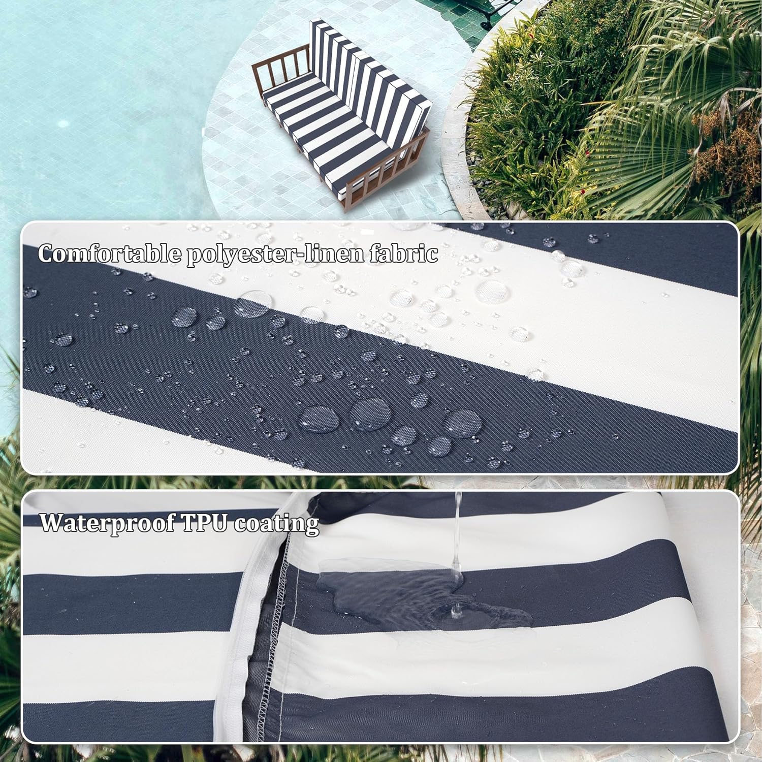 Outdoor Cushions Replacement Set, Fade Resistant Waterproof Pe Wicker Rattan Sofa Pad for Outdoor Furniture,9