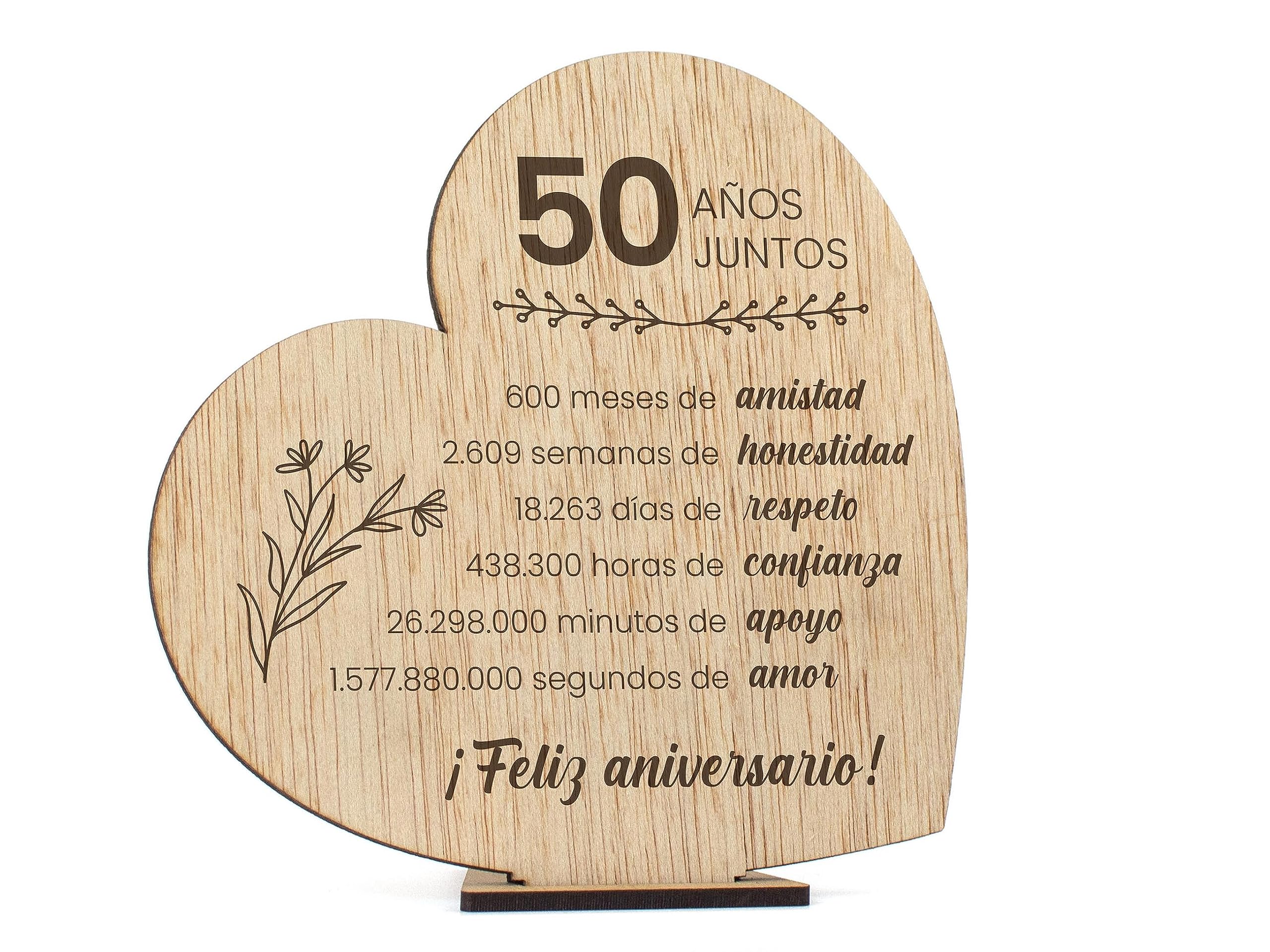 CONTRAXT Ideas regalos originales para bodas de oro 50 años casados. Tarjeta de felicitacion para novios para madre o padre
