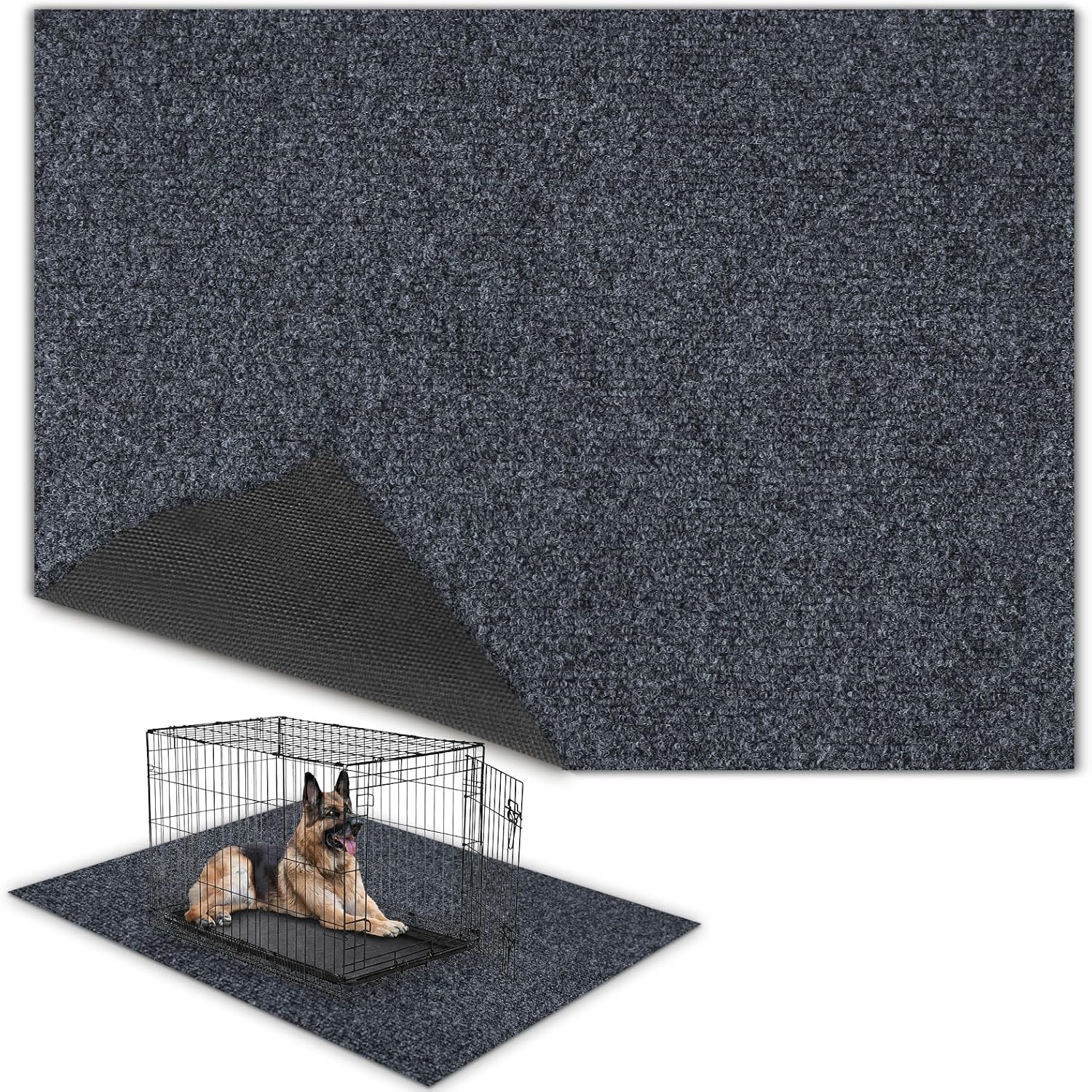 TRINKA Dog Crate Mat Liner, 46" X 60" X 0.2" Extra Large Waterproof Non-Slip Mat for Under Dog Kennel, Absorbs Urine Washable Reusable Under Pet Crate Pad to Protect Floors (Light Gray)
