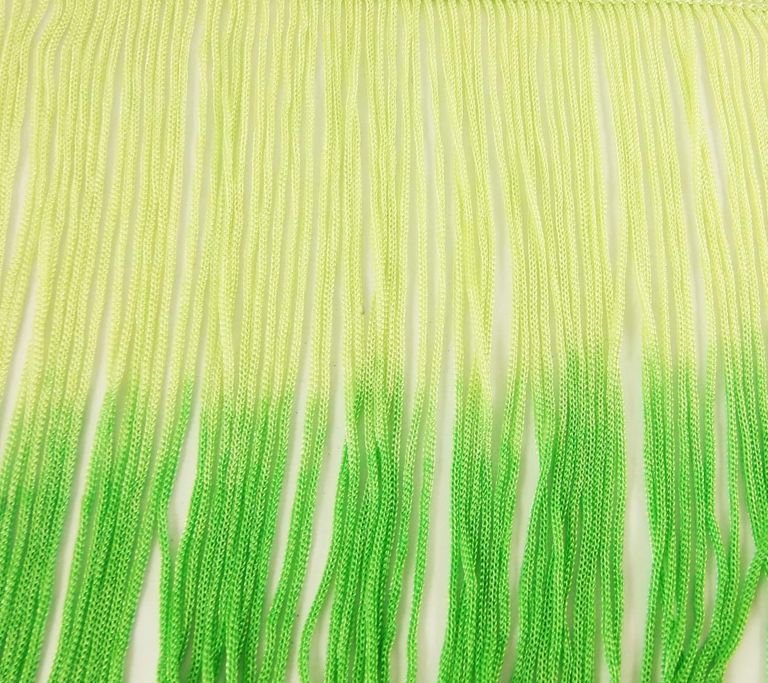 5 Yards Ombre Tie-Dye Multicolor Chainette Thread Yarn Tonal Loop Fringe- Sewing Quilting Renaissance Dance Hawaiian Costumes Outfit Drapery- 7" Long- Dark Green Light Green Shades Combination