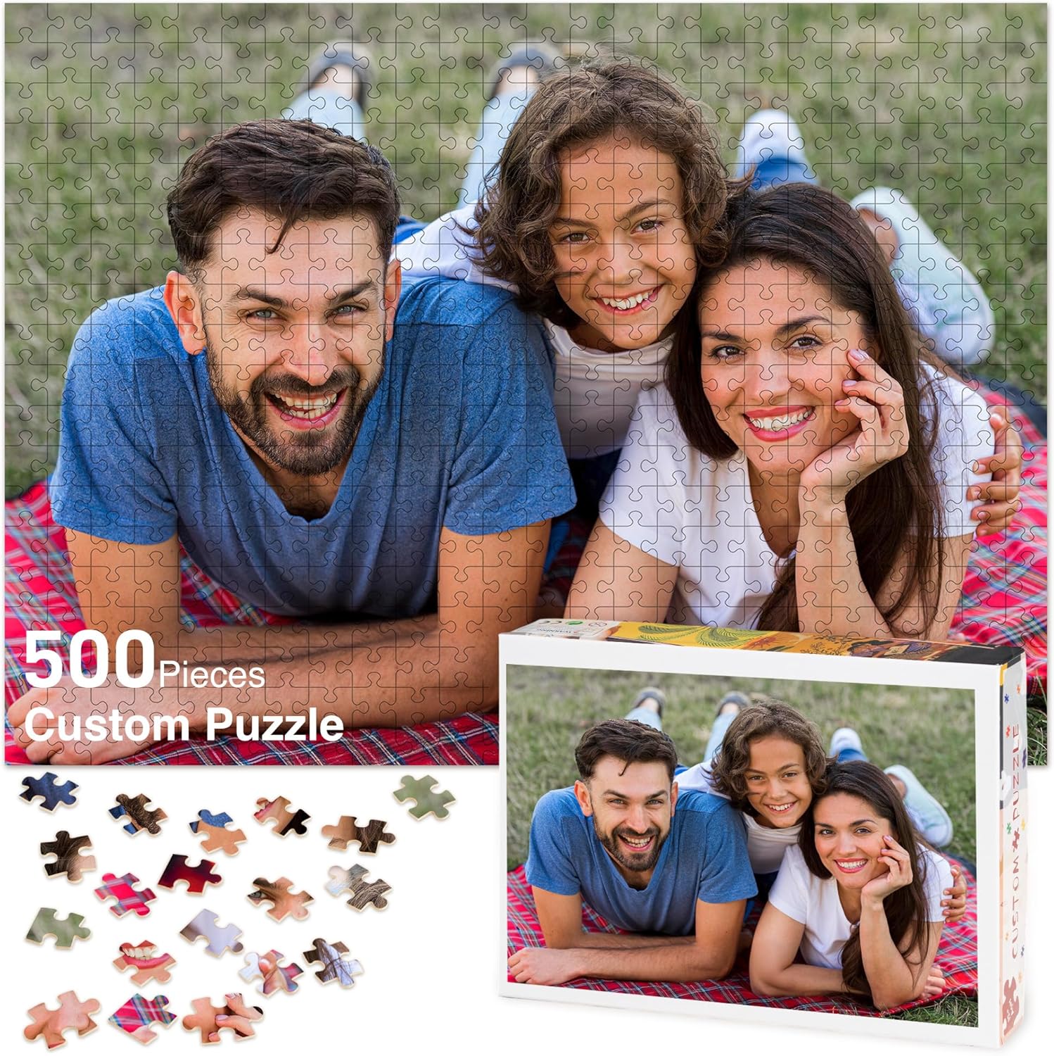 Easycosy Custom Photo Puzzles 1000/500/300 Pieces for Adults Families Personalized Picture Text Jigsaw Puzzle Gift for Mothers Day Game Birthday Anniversay(Horizontal/Vertical)