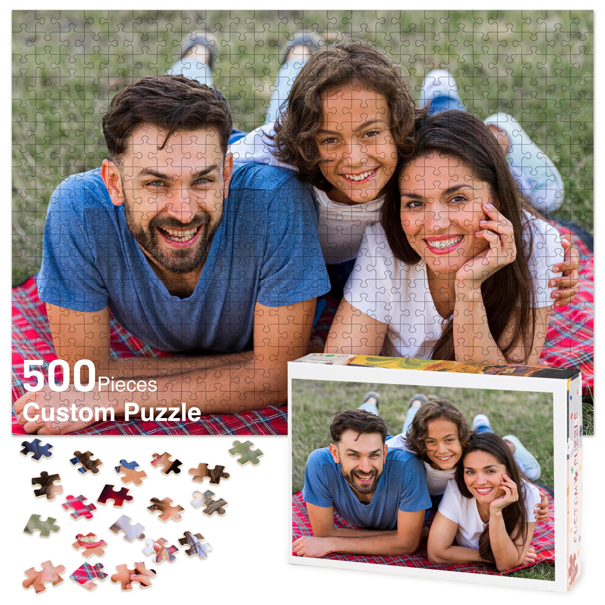 Easycosy Personalised Photo Jigsaw Puzzle 1000/500/300 Pieces for Adults Custom Picture Text Birthday Anniversary Engagement Memorial Personalised Gifts for Her Him Family Kids - Horizontal/Vertical