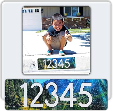 Curb Wrap Address Decal Aluminum House Number Decals for Front Doors, Windows, Curbs, or Walls Weather Resistant Curb Wraps Perfect for Outside House Customization Pine Forest Lake