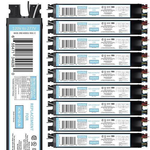 OHLECTRIC 10 Pack Replacement for ICN2P32-SC 1 & 2 Lamp T8 Fluorescent Ballast, Electronic Ballast Replacement 120-277V, Instant Start, UL Listed, Suitable for Data Centers