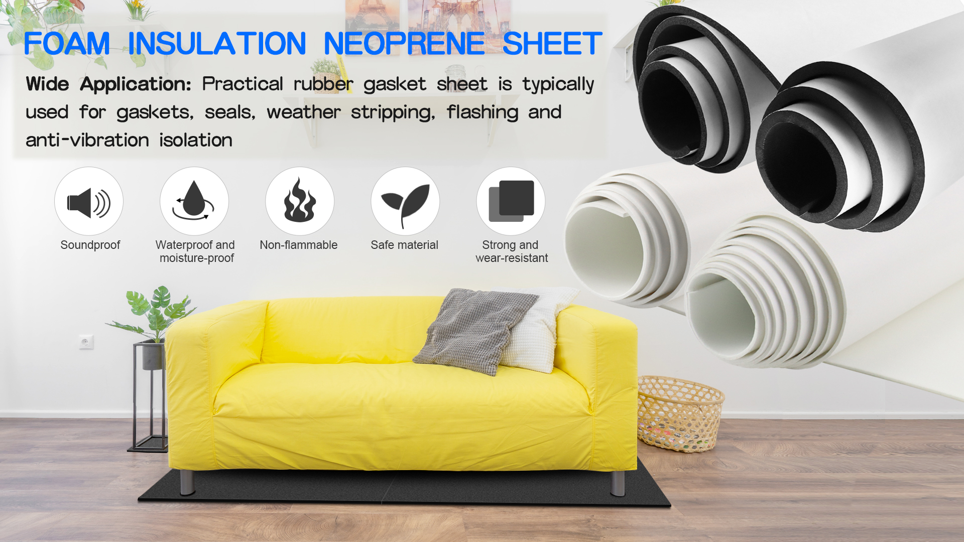 Sponge Neoprene W/ Adhesive Foam Rubber Sheet 1/8"x12"x 24" DIY Sealing Gasket - View #7