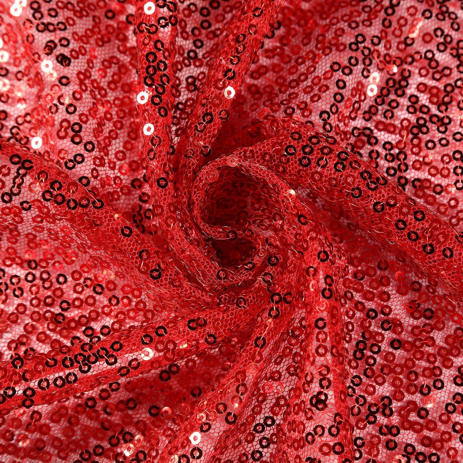 132" Red Sequin Round Tablecloth