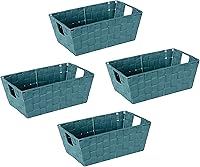 Vista 22 de Simplify Bolso grande con correa tejida Cesta de almacenamiento decorativa 2 asas Organización Armario Dormitorio Baño Guardería