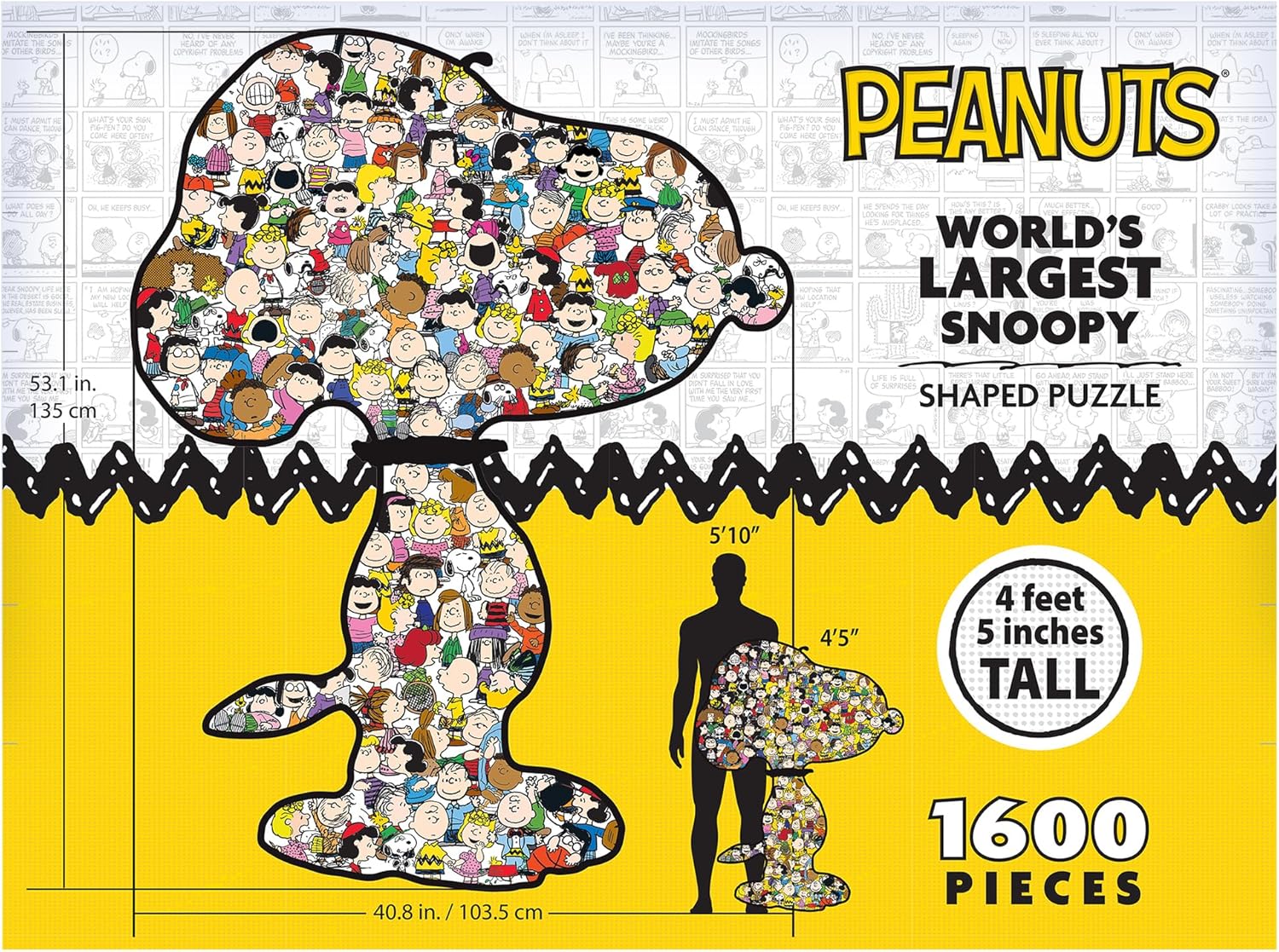 RoseArt - Peanuts - World's Largest Snoopy - 1600 Piece Shaped Puzzle for Adults
