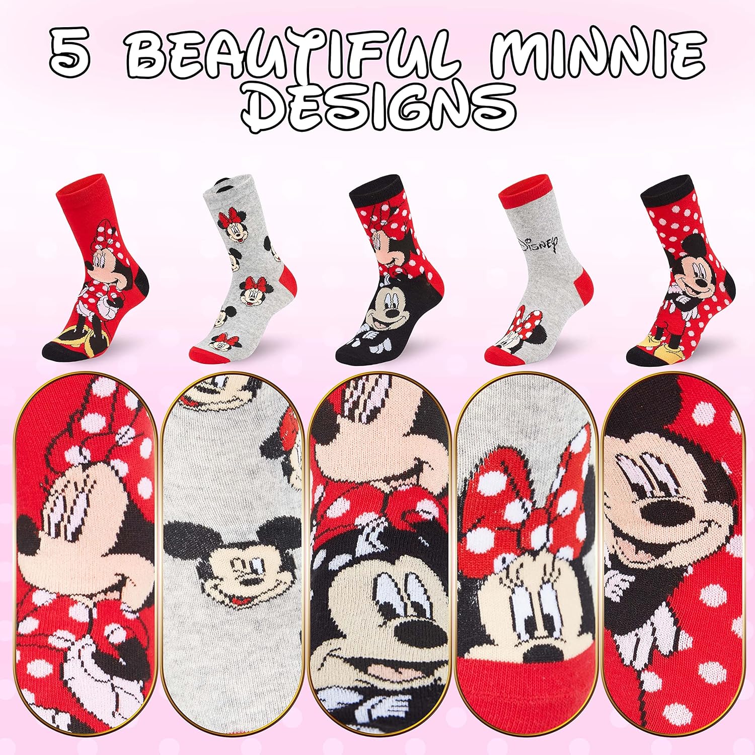 Disney Stitch Socks Gifts for Women Teens, US Size 4-9, Baby Yoda Pack of 5 Fuzzy Casual Crew Socks for Home Sleep Winter - Image 5