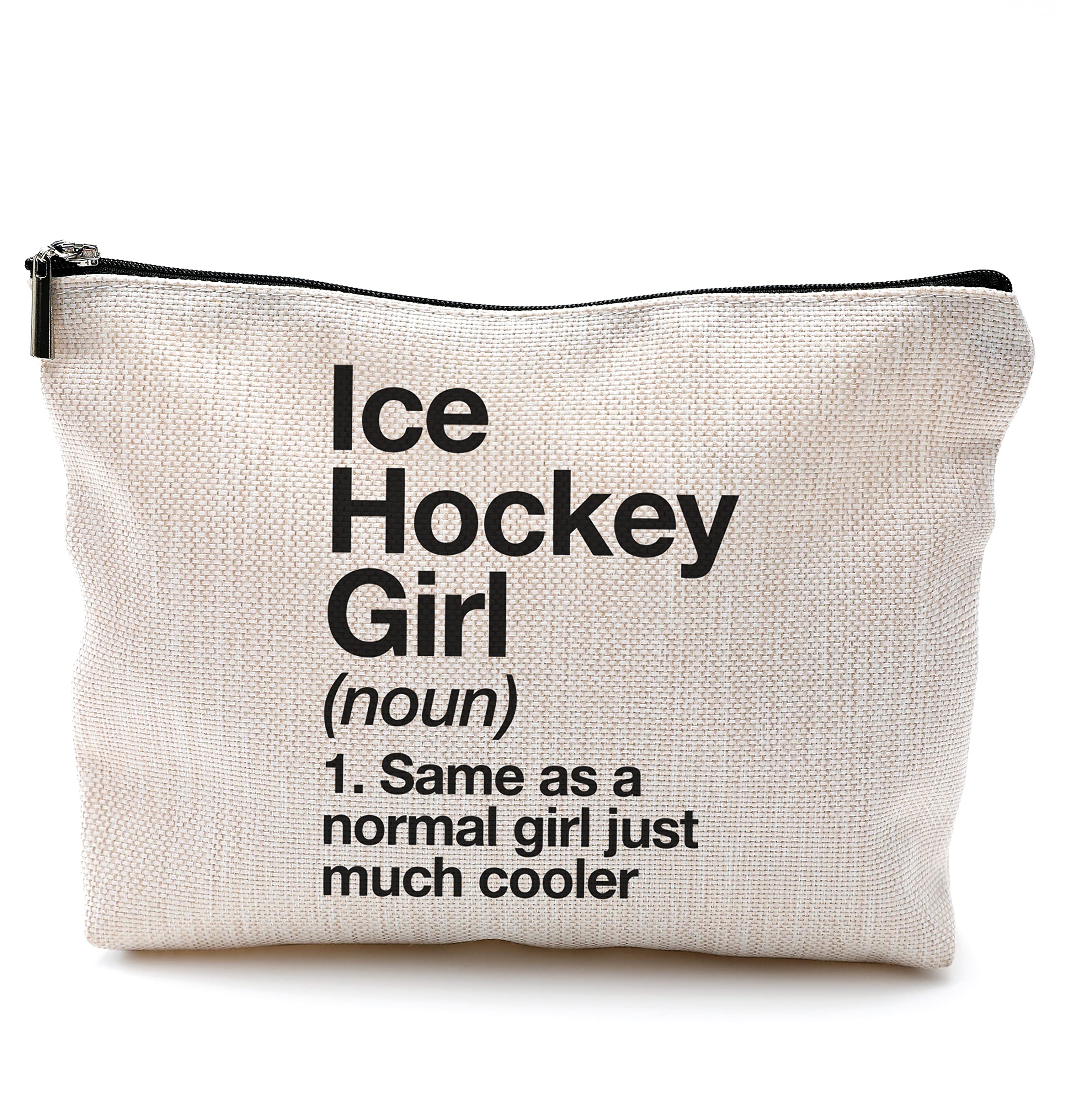 Ice Hockey Girl Definition Same As Anormal Girl Just Much Cooler Makeup Bag?Funny Hockey Player Women Girl Female Makeup Bag?Gift For Women Ice Hockey Lover Hockey Makeup Bag
