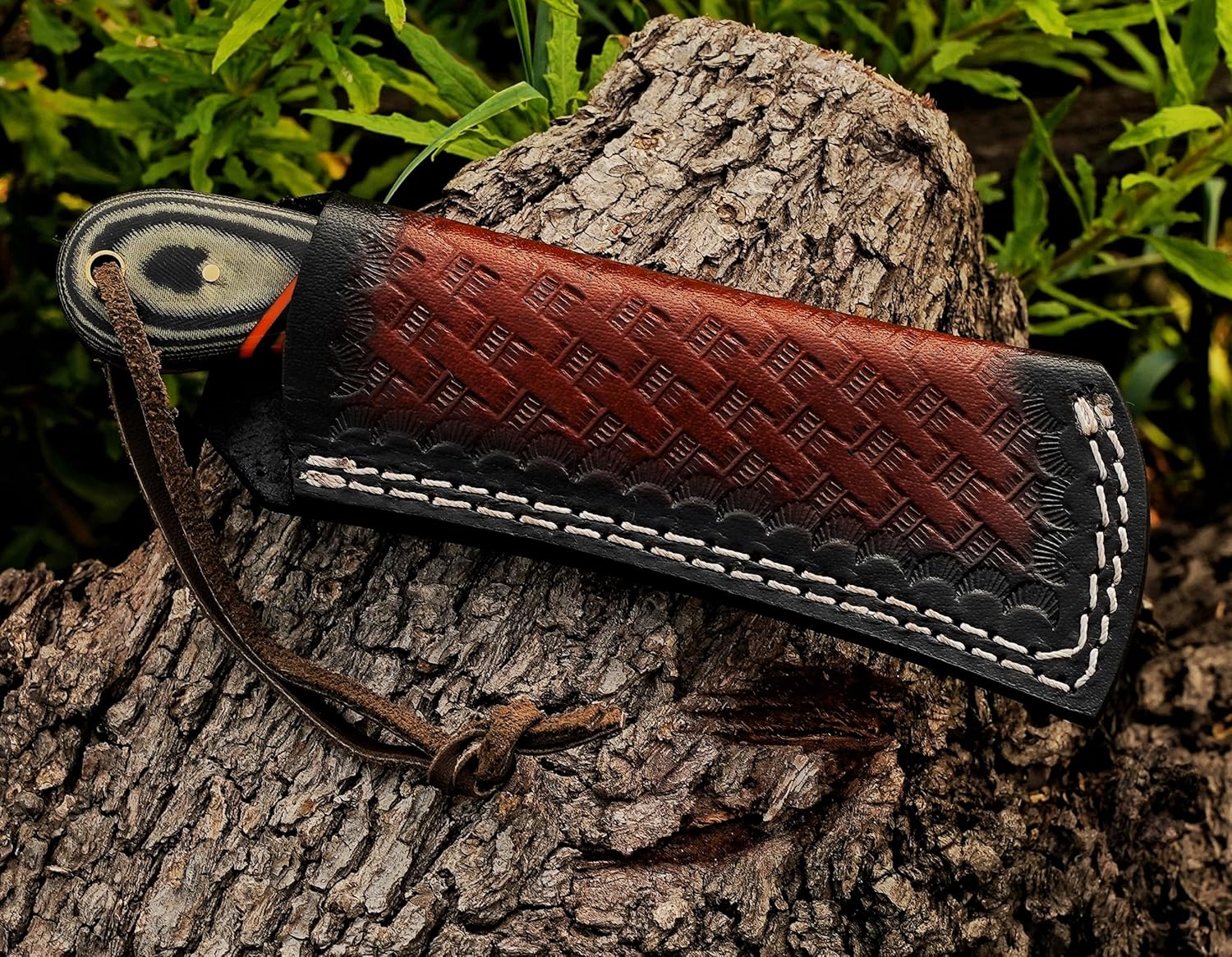 Handmade Stainless Steel Lineman’s Hawkbill knife with Leather sheath, Heavy Duty Utility Knife blade Electrician Wire Skinning knife for professional.