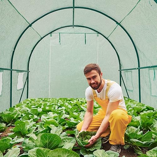 Miniatura 3 de Invernaderos de 12 x 7 x 7 pies para exteriores resistentes, grandes casas verdes para exteriores con 6 ventanas de malla ventilada, puerta