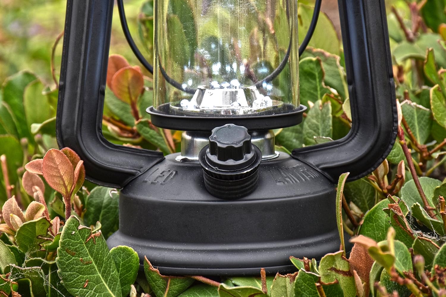 SE 15-LED Matte Black Hurricane Lantern with Dimmer Switch - FL805-15B