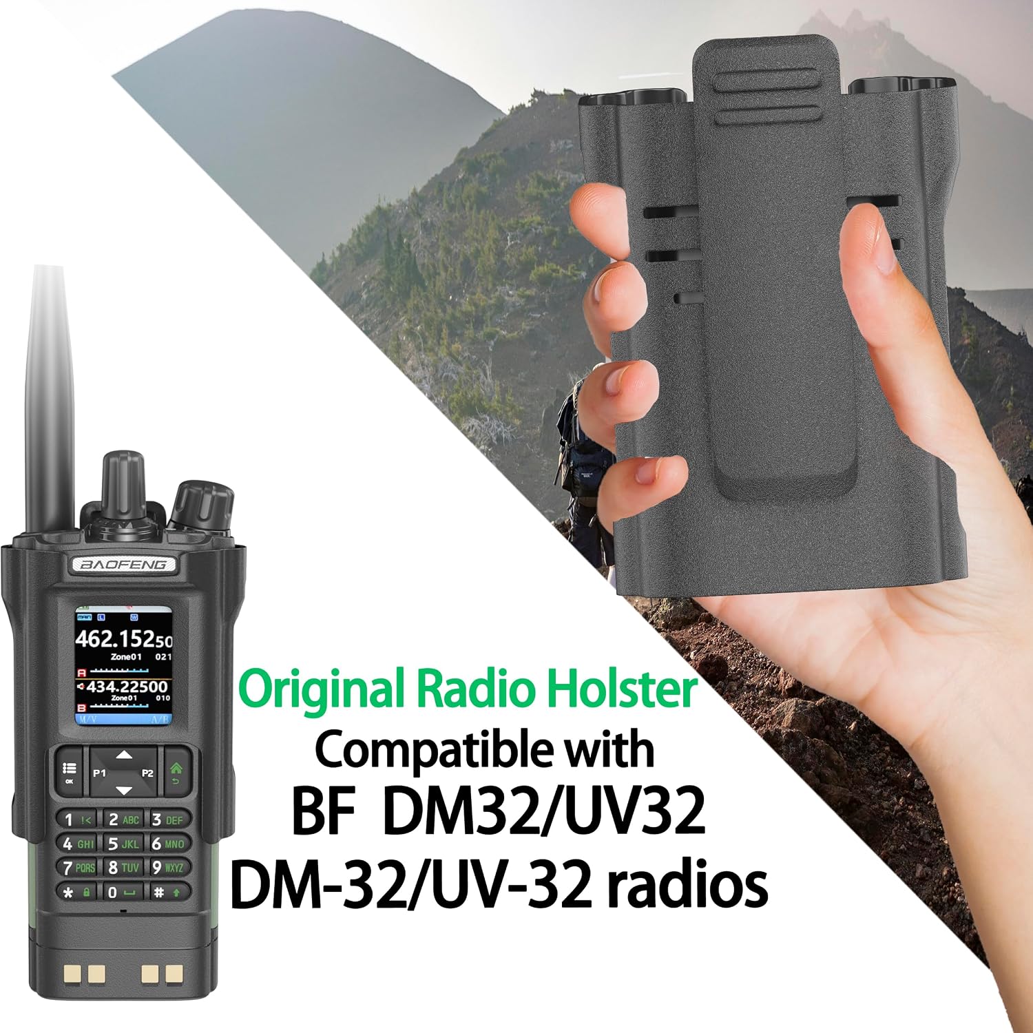 DM32 UV32 Radio Holster for Duty Belt Portable walkie Talkie Case Plastics Walkie Talkie Clip Holster Compatible with DM-32 UV-32 Handheld Radio with Belt Clip(2PACK)