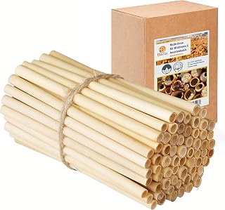 BEESI Approx. 95 Reed Tubes 14 cm Long for Insect Hotel Diameter 4-7 mm Including E-Book