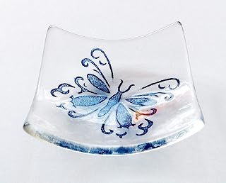 Butterfly trinket dish, fused glass image, symbol of transformation, symbol of change, unusual token gift, clear glass bowl, lepidopterist