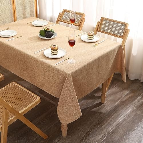 Miniatura 6 de Mantel redondo de lino de 38 pulgadas, lavable, tela resistente a las arrugas, mantel de cocina, comedor, mesa para mesas al aire libre, casa de