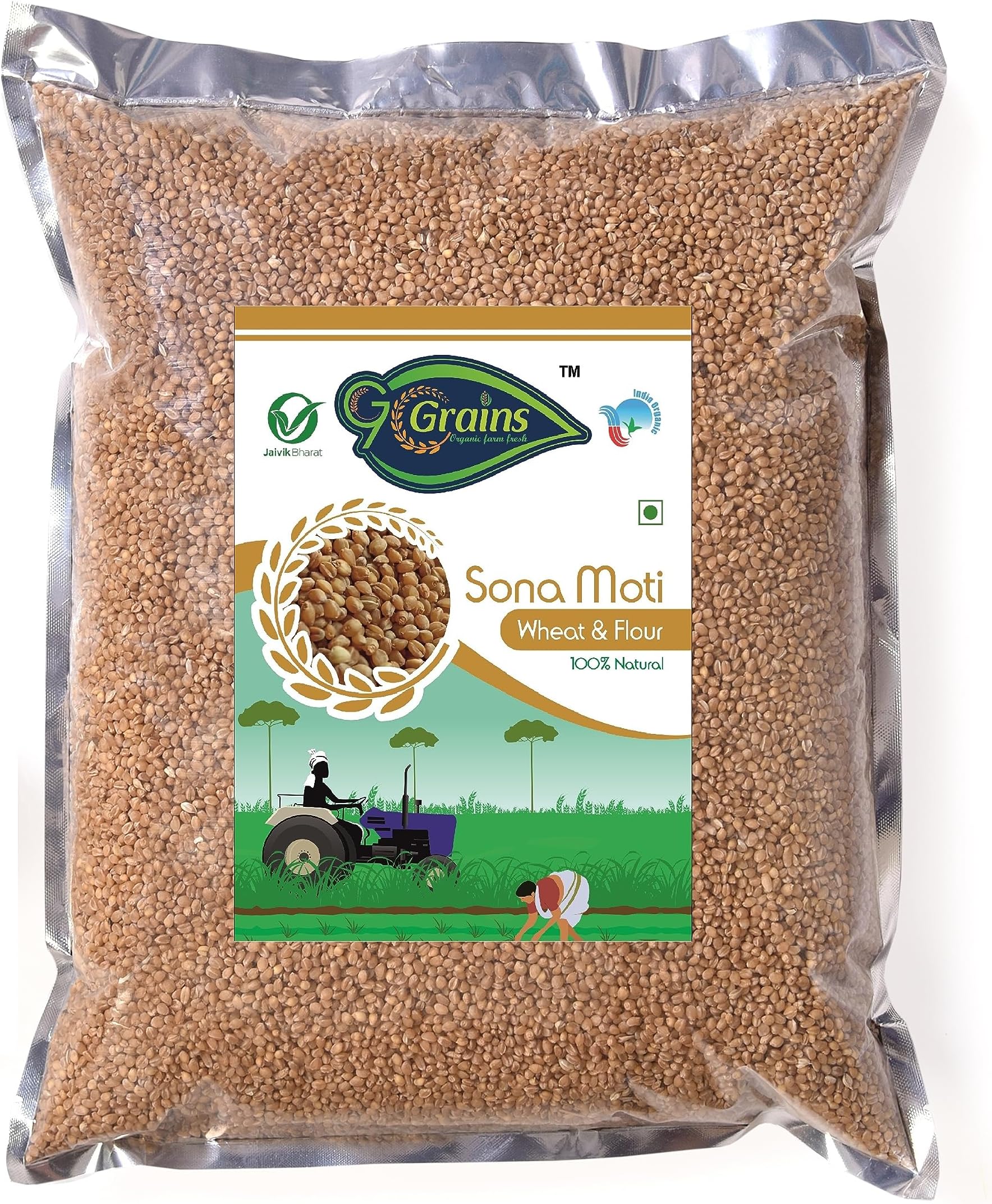 Organic Sonamoti Wheat Whole Grains (5 Kg)| Whole Grains For Eating And Cooking | Grains/Gehu | By G7 GRAINS