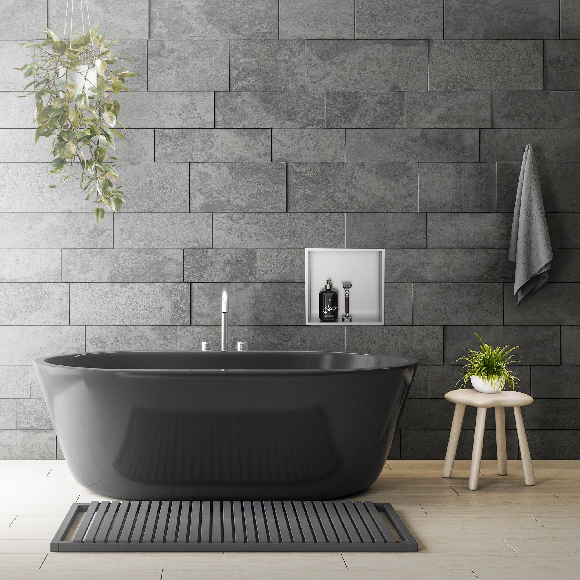 LuxeBath Wandnische aus Edelstahl, 30x30x10 cm, Silber, Duschnische mit Rahmen, Einbauregal, Flexibler Einbau, Befliesbare Nische für Badutensilien, Duschablage, Einzelregal Lagerung für Badezimmer