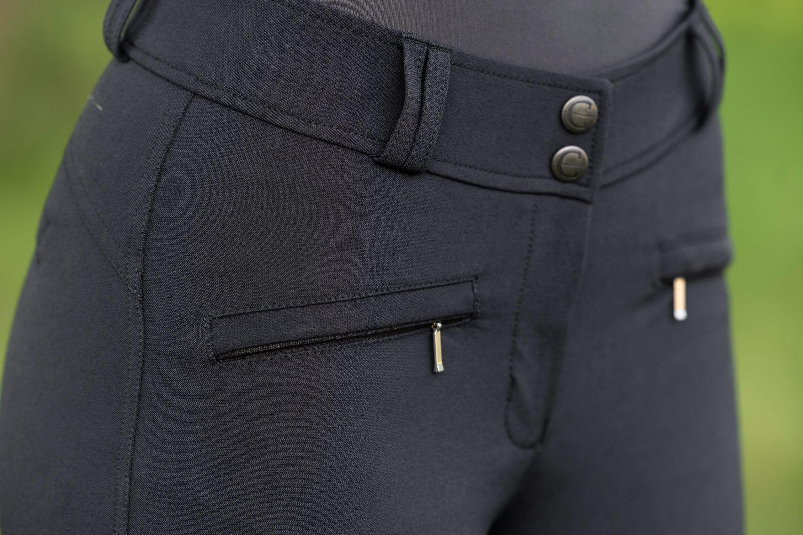 Covalliero Reithose Signature, Gr. 38, Black, Polyester, Baumwolle, Damen, Zwei Reißverschlusstaschen, mit Handytasche, maschinenwaschbar bei 30°C, 3232426