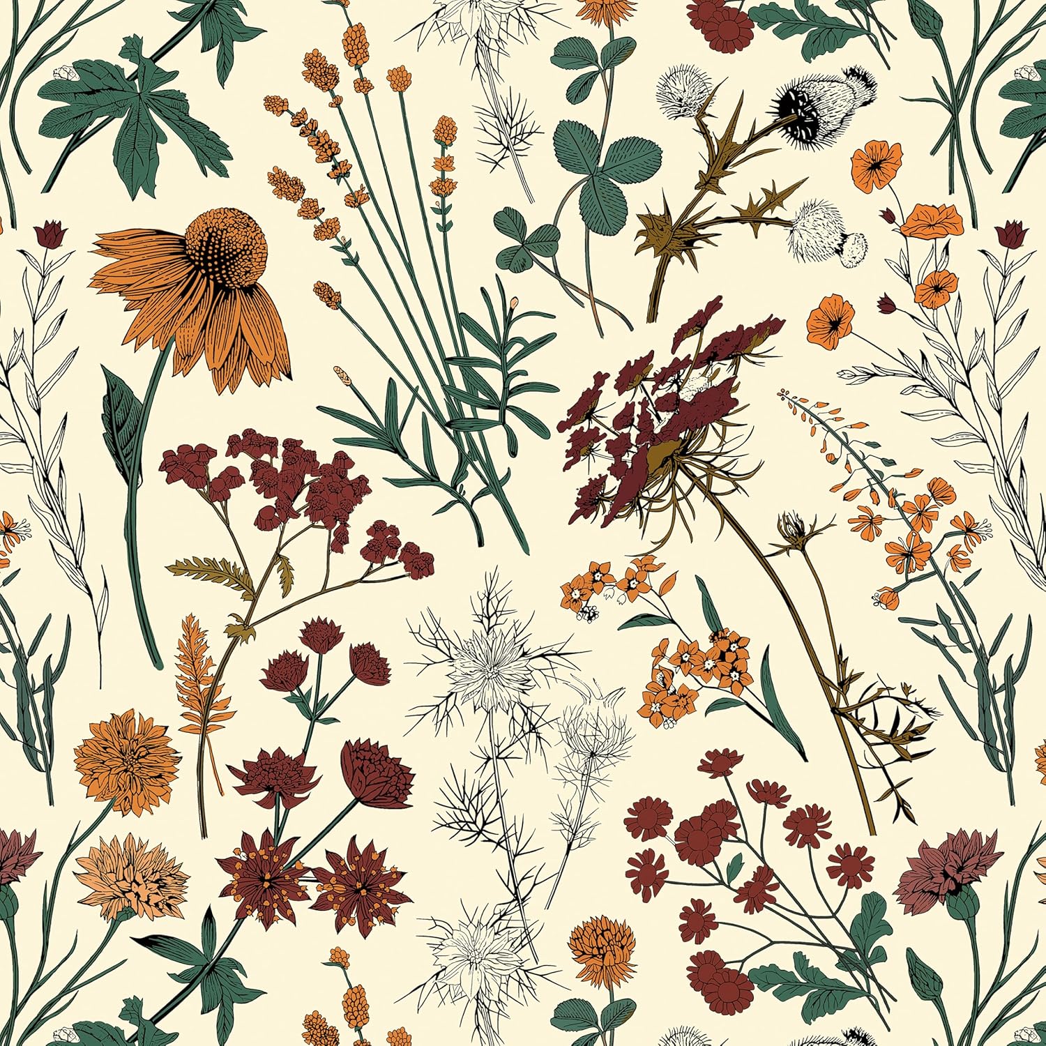 Kitico Peel and Stick Wallpaper Vintage Floral Wallpaper 16.1''x197'' Floral Contact Paper Colorful Peel and Stick Self Adhesive Removable Wall Paper for Bedroom Cabinet Decorative