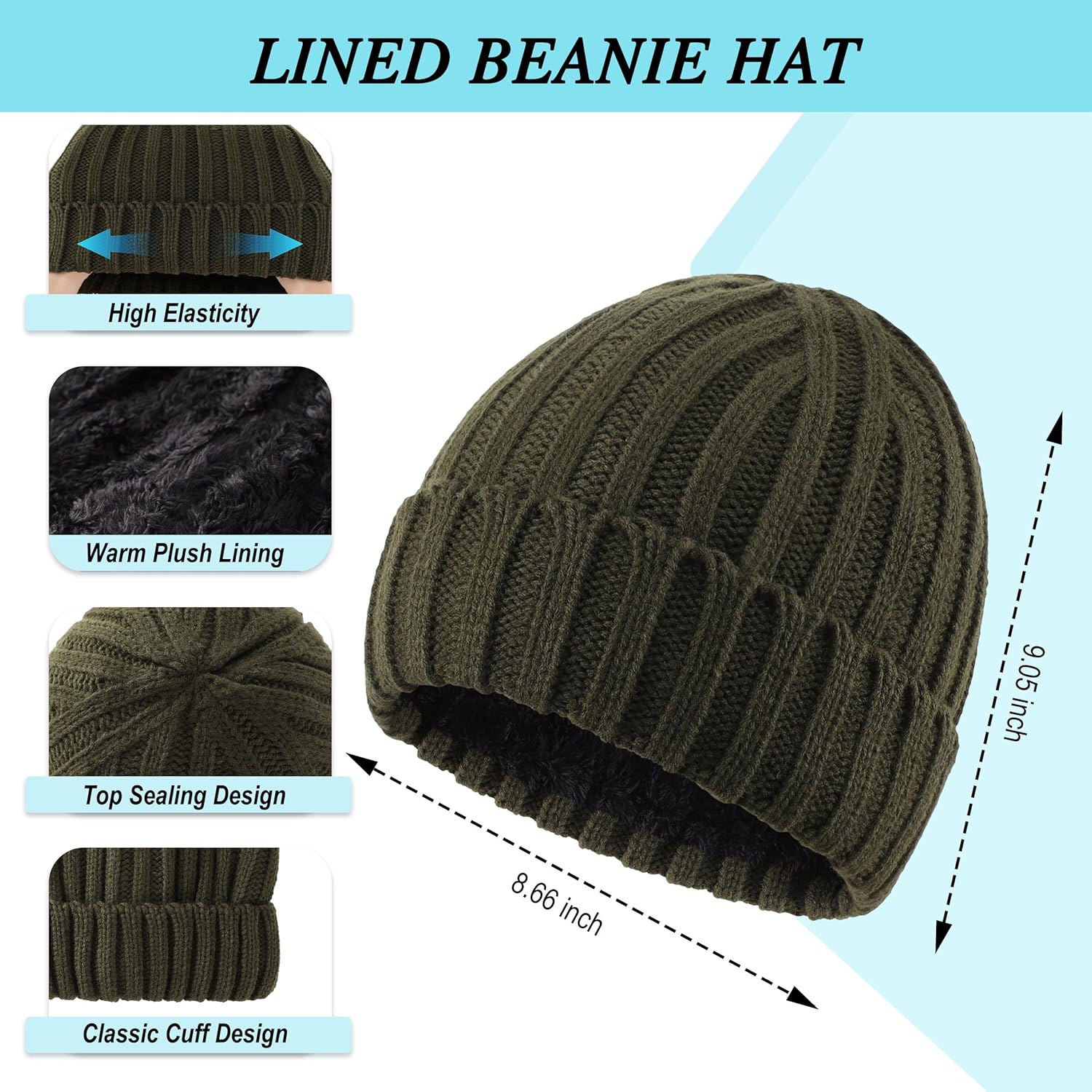 Connectyle 3 PCS Fleece Lined Cold Weather Set, Warm Winter Beanie Hat, Long Scarf and Touchscreen Gloves for Men & Women - Image 2