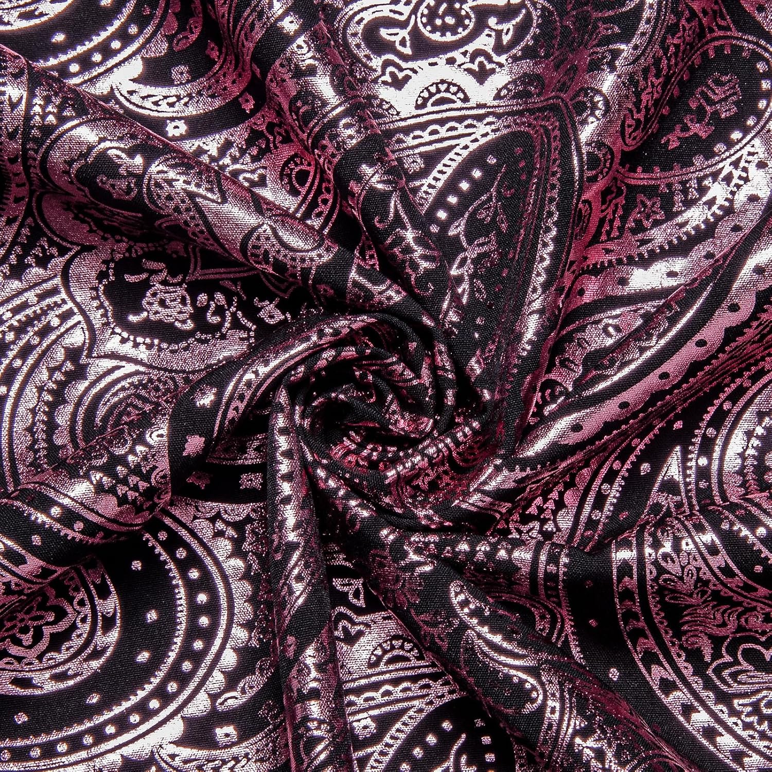 DiBanGu Mens Paisley Dress Shirt Luxury Printed Long Sleeve Button Down Shirts Regular Fit Shiny Shirts for Wedding Prom