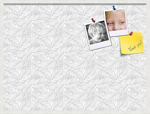 PinPix Tablero de anuncios de corcho de 40 x 30 pulgadas. Este tablero decorativo enmarcado viene con diseño blanco gris y un marco blanco satinado.