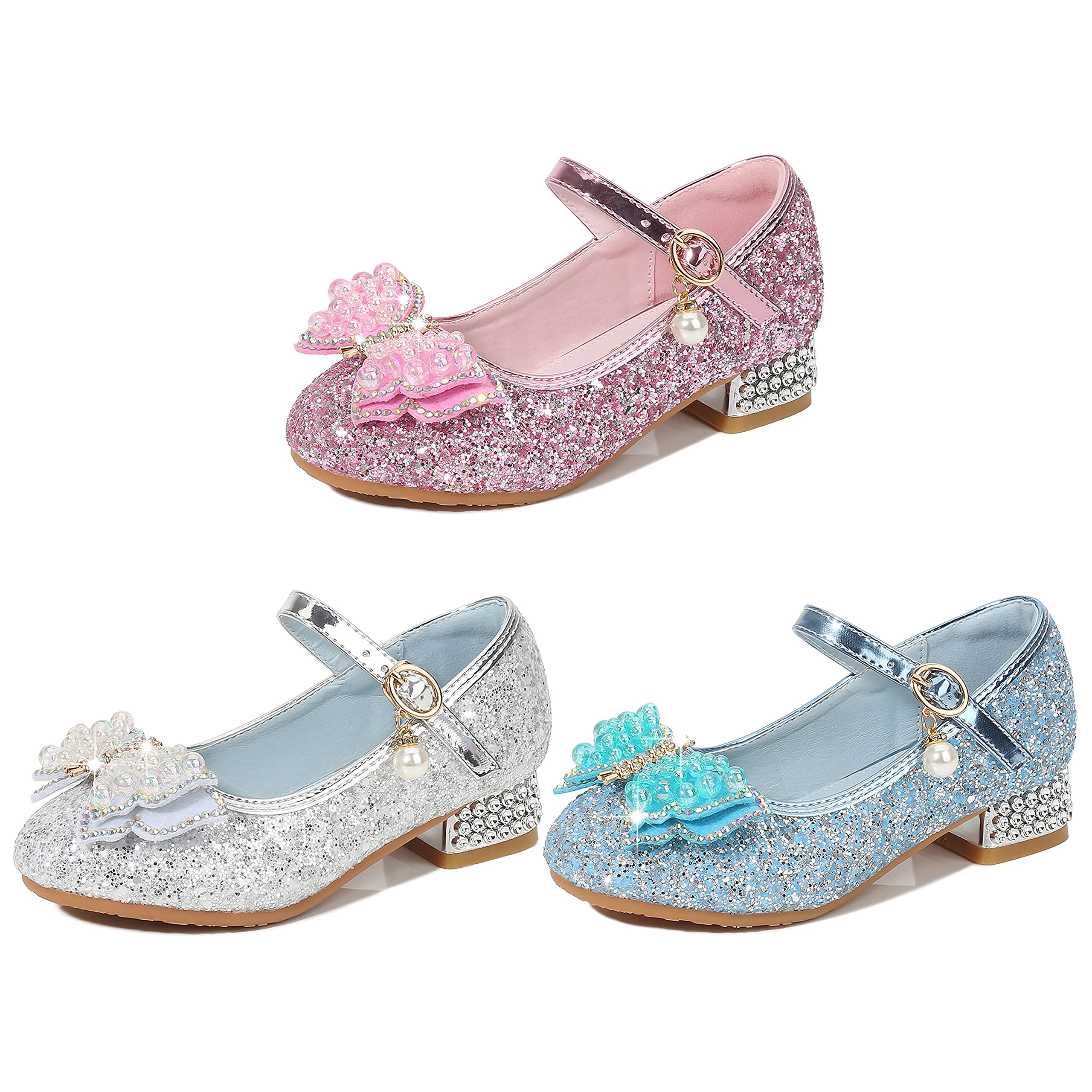 Mädchen Prinzessin Schuhe Kinder Sandalen Glitzer Schuhe Hoher Absatz Partei Glitzer Kristall Heels für Kinder Karneval Verkleidung Party Aufführung Fasching Tanzball