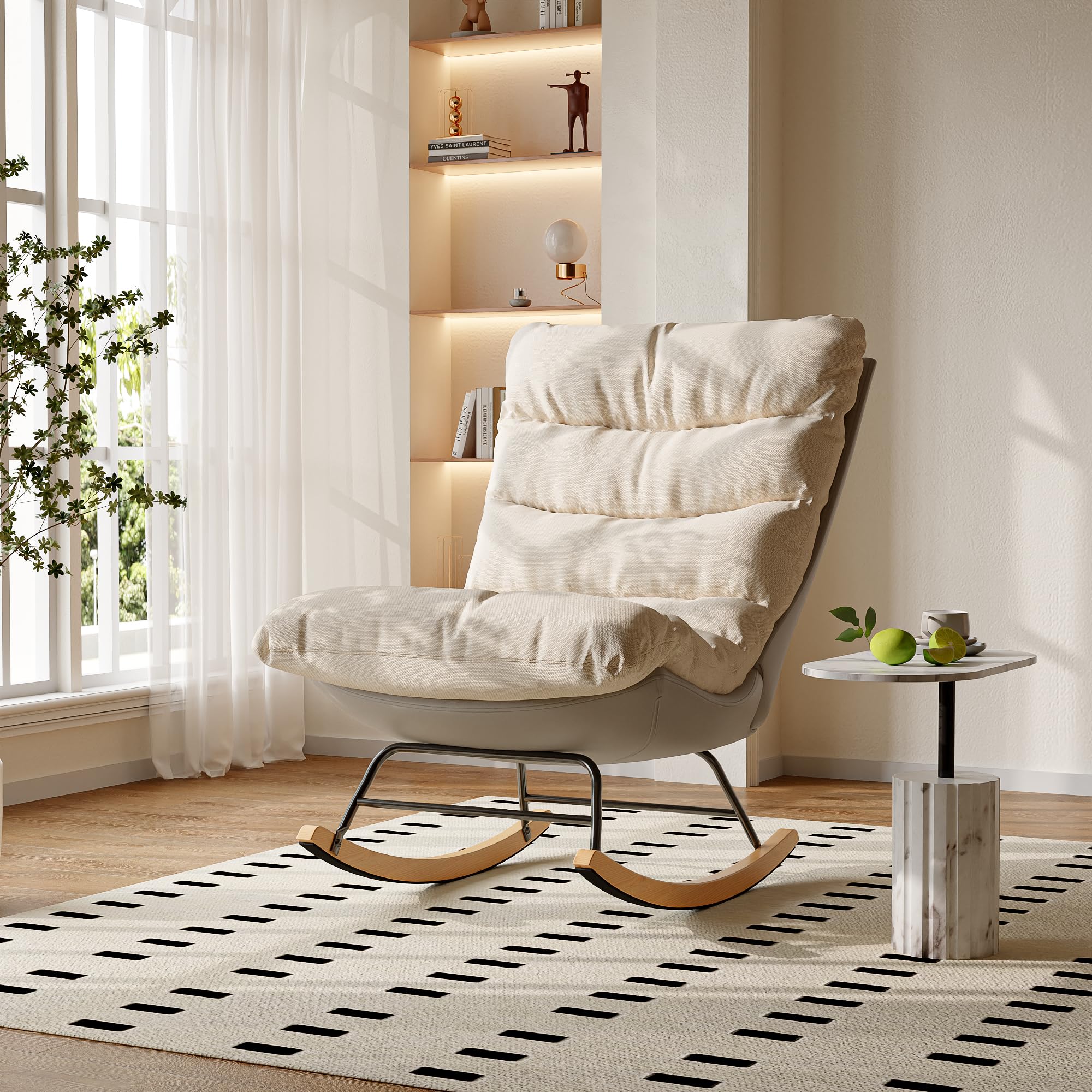 Fauteuil à bascule contre le stress : relaxation lin salon