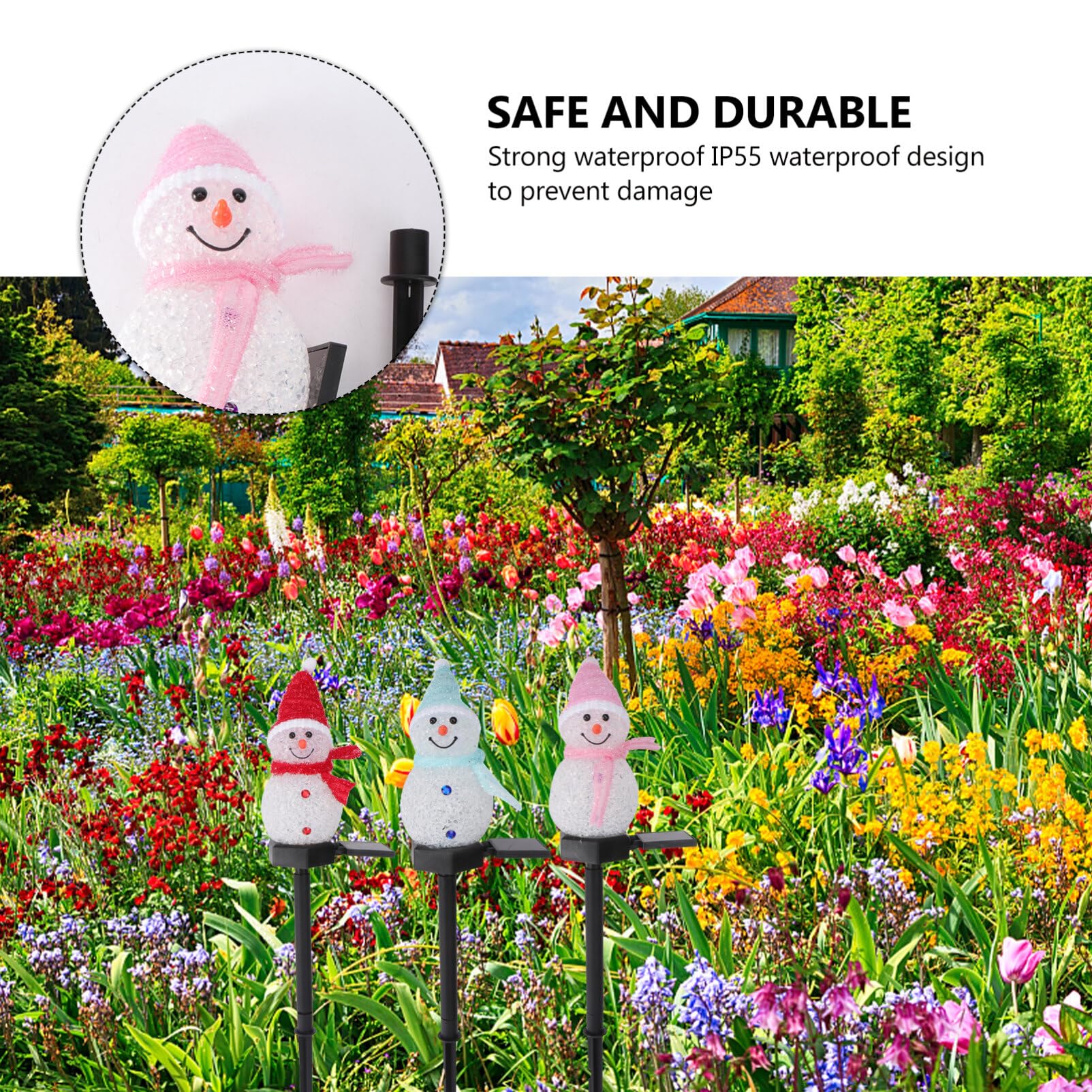 SOLUSTRE 3 Stücke LED Solarleuchten Schneemann Figur Solar Gartenstecker Weihnachten Beleuchtet Beleuchtung Garten Solarlampen Weihnachtsdeko Lampe Außen Outdoor Rasen Terrassen Deko