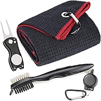 Vista 31 de Mile High Life Toalla de golf de microfibra con patrón de gofres Cepillo limpiador de ranuras para club Herramienta plegable con marcador