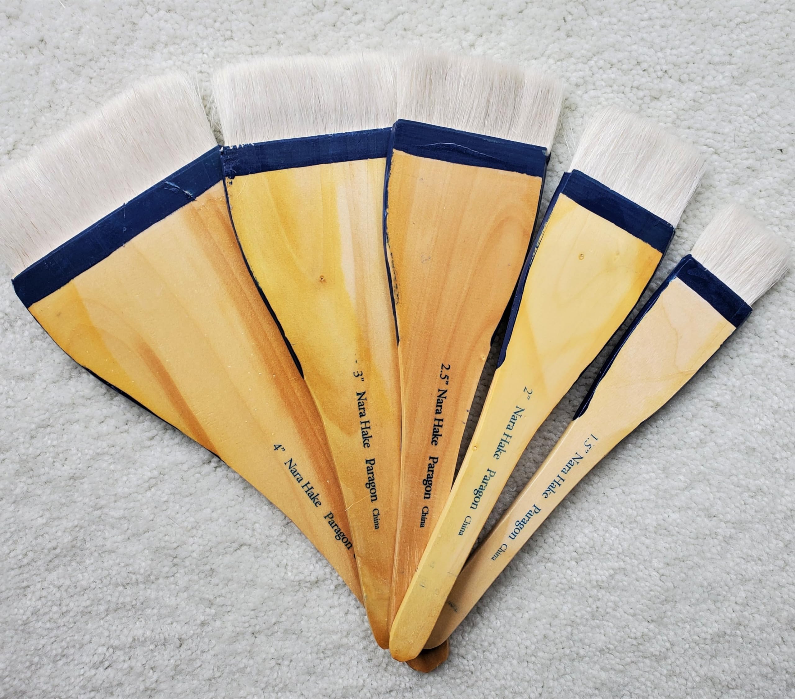 Encaustic Hake Brush Set of 5. (1.5"; 2"; 2.5"; 3" and 4")