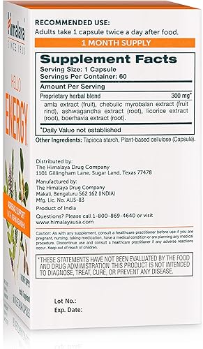 Miniatura 2 de Himalaya Hello Energy Suplemento de hierbas con Ashwagandha, Amla, Haritaki, apoyo energético diario, positividad, metabolismo, sin cafeína, sin