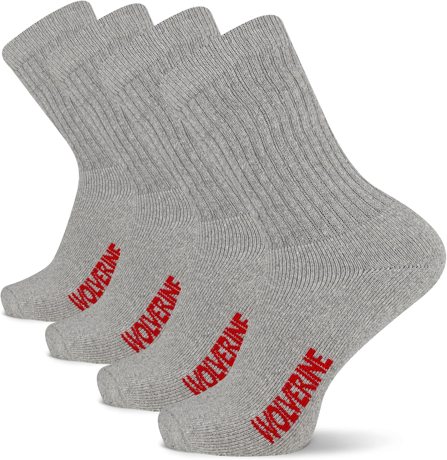 Wolverine Men's Cotton Boot Crew Cotton Cushioning Socks (4-Pack)