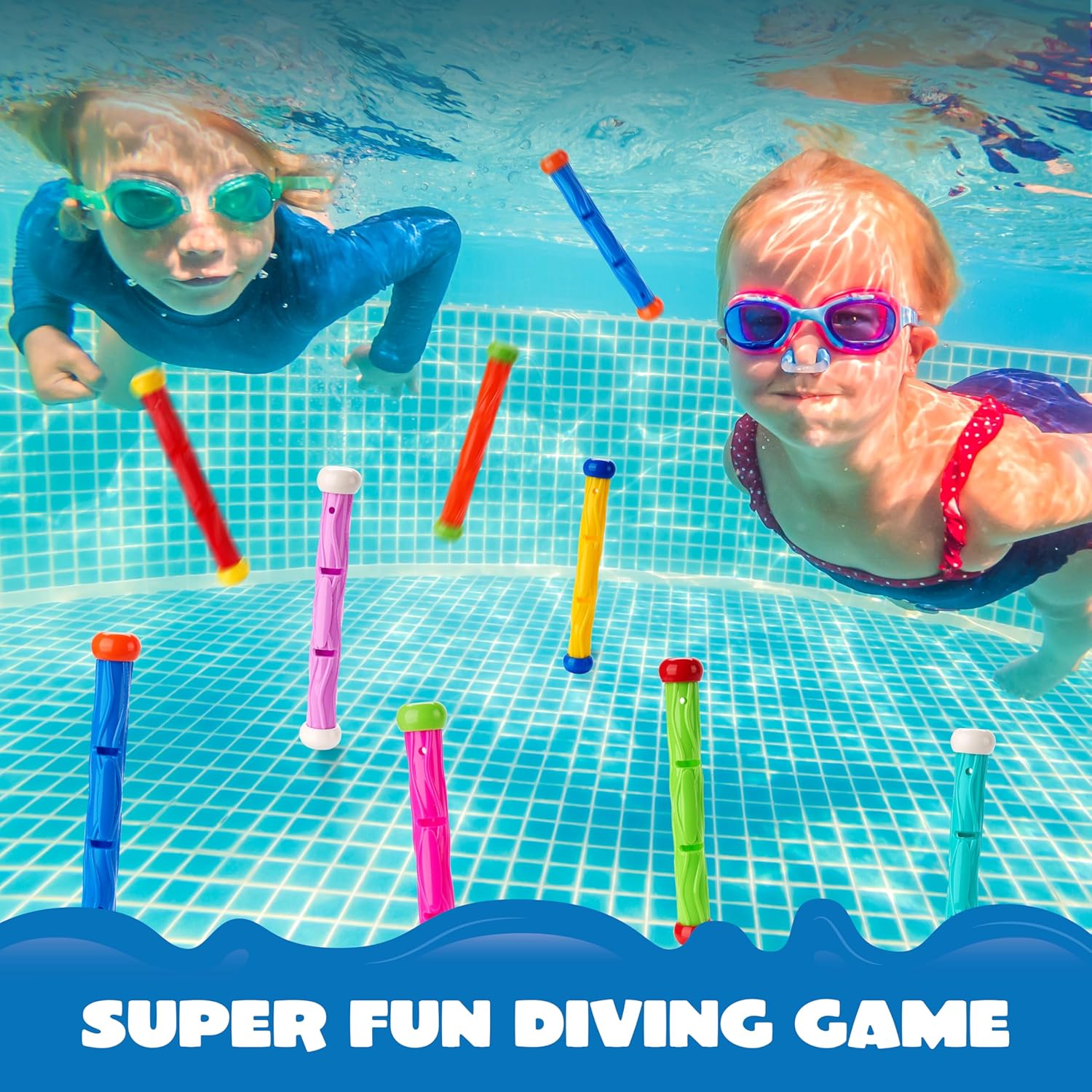 JOYIN Diving Sticks Pool Toys, 8 Pcs Underwater Training Pool Dive Stick for Kids, Colorful Swimming Toy Sinking Throwing Sticks for Kids Gifts Summer Swim Training Water Fun Pool Games(Sticks)