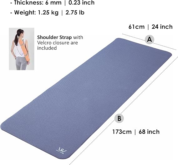 YAMAZEN Yoga Workout Mat for Home Gym Exercise | All Purpose Mat with Strap | Excellent Cushioning