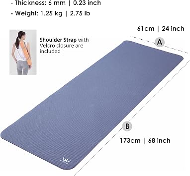 YAMAZEN Yoga Workout Mat for Home Gym Exercise | All Purpose Mat with Strap | Excellent Cushioning