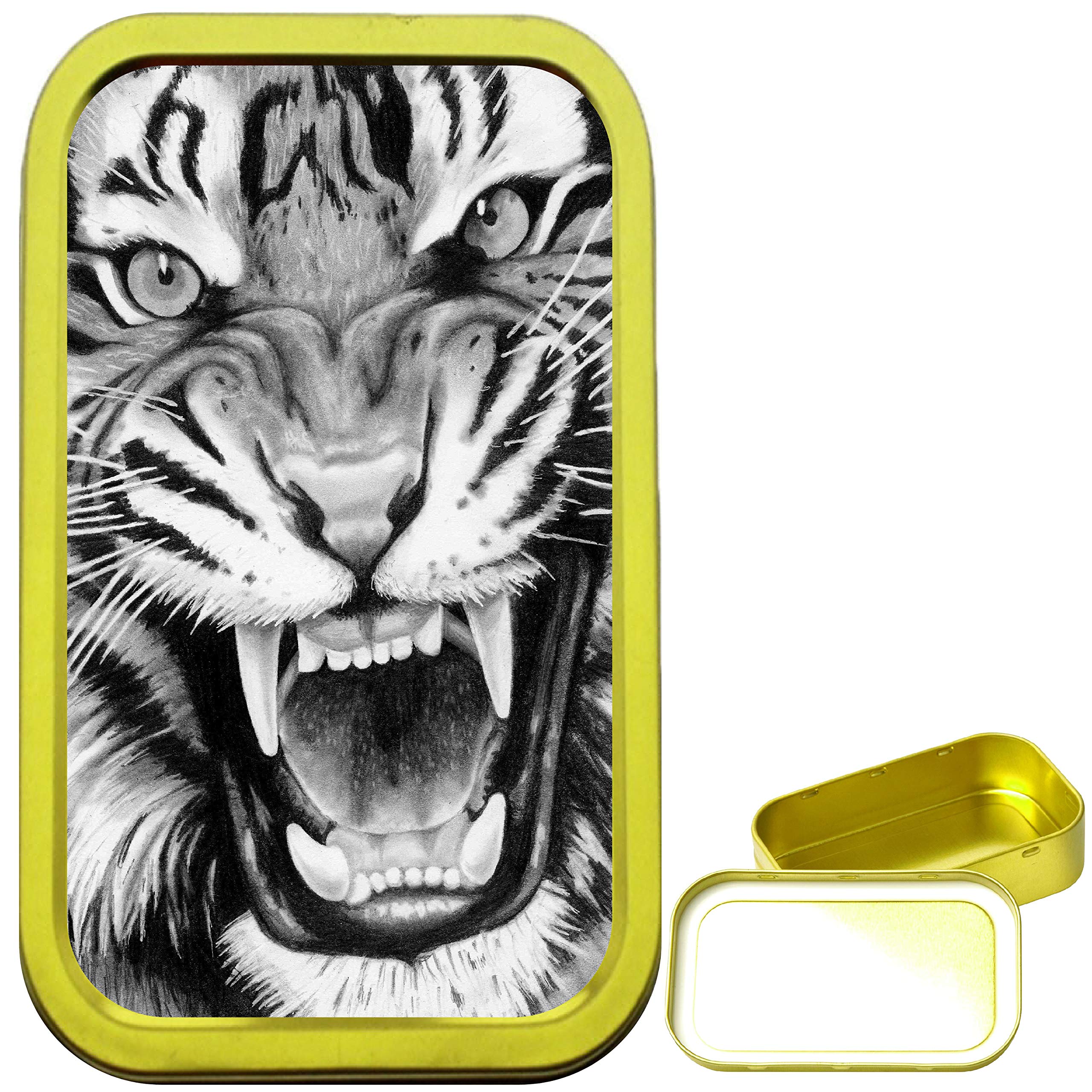 Teez Gold Roaring Tiger 1Oz Tobacco Tin, Airtight Sealed Tobacco Tin
