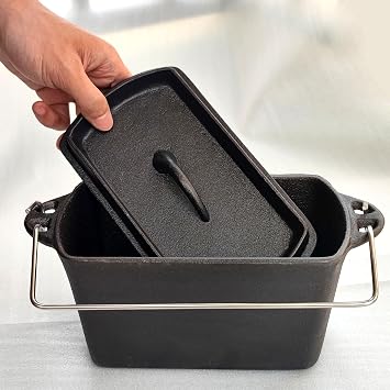 Voulosimi Cast Iron Loaf Oven Pan - 4.33"x4.92"x8.66" Durable Loaf Pans Rectangular Baking Pan for home baking Bread Pan, 2 QT