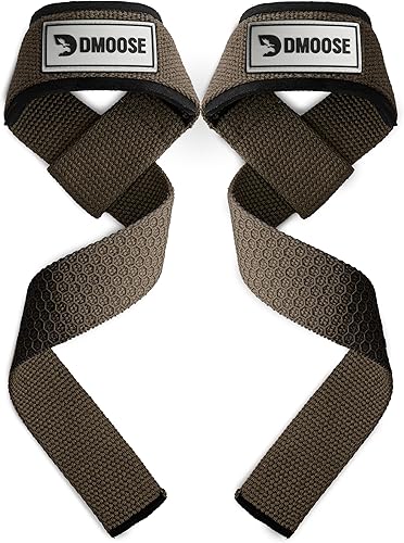 DMoose Fitness Correas de elevación de 24 pulgadas (par) - Correas de muñeca acolchadas y duraderas de 0.197 in para levantamiento de pesas y