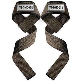 DMoose Fitness Lifting Straps 24 (Pair) - 5mm Padded Wrist Straps for Weightlifting & Powerlifting - Cotton Lifting Strap with Silicone Grip for Men & Women - Deadlift Strap for Gym (Cocoa Silicone)
