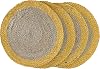 100% Jute Hand Braided Placemat Set of 6 Rustic Vintage Farmhouse Table top & Dining Table Round Placemat for Parties (14” Diameter, Natural /Ochre) Set of 6