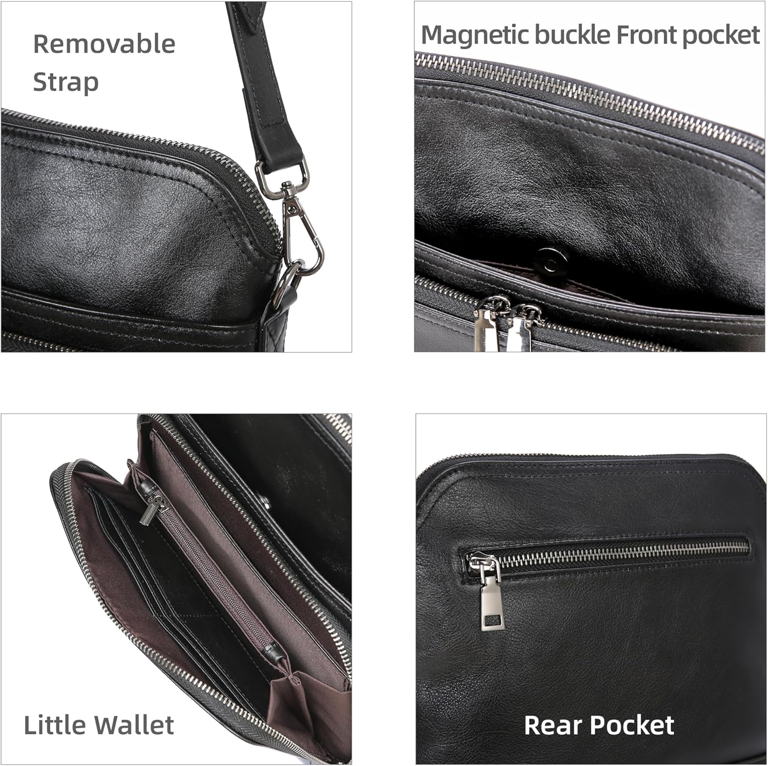 Iswee Leather Crossbody Bags for Women Multi Pockets Medium Shoulder Bag Lightweight Functional Travel Purse - Image 7