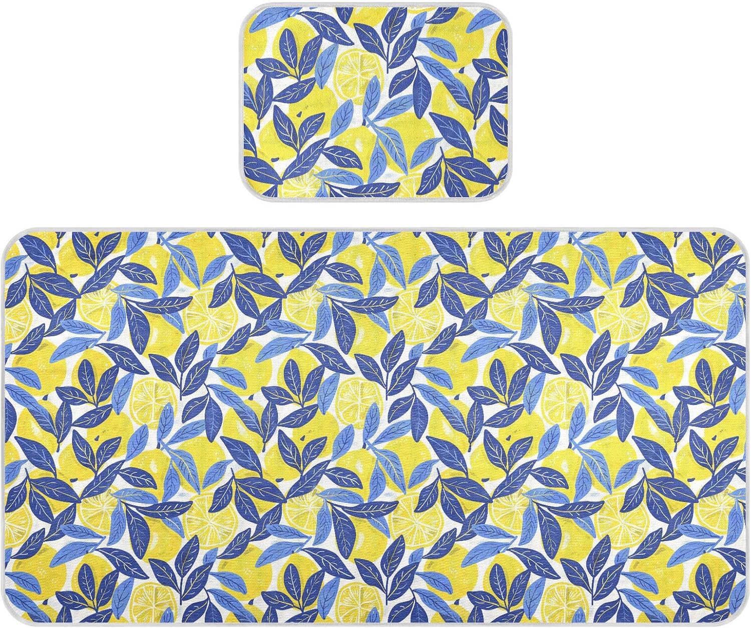 Lemon Design Yellow Blue Cooling Baby Waterproof Crib Mattress Protector 28" x 52" Breathable Bed pad for Baby&Toddler