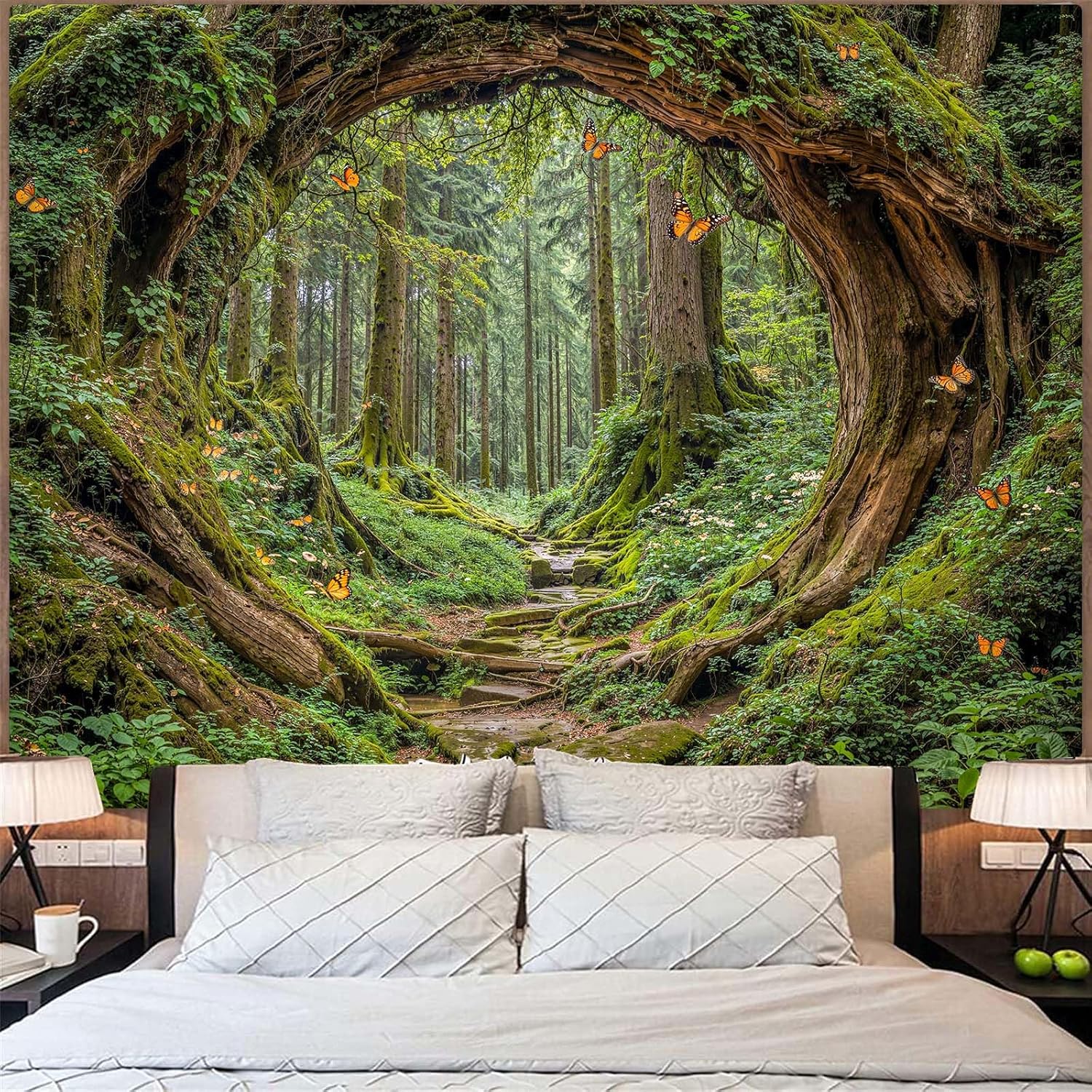 Accnicc Forest Tapestry Green Nature Tree Wall Tapestry for Bedroom Aesthetic Jungle Outdoor Landscape Extra Large Tapestries Wall Hanging for Dorm Living Room Decor 90 x 68 Inch