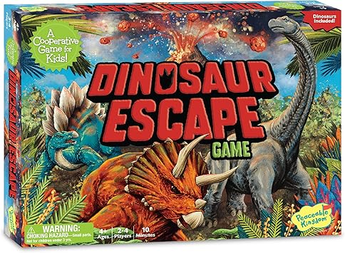 Peaceable Kingdom Dinosaur Escape Cooperative Memory Game of Logic and Luck for 2 to 4 Kids Ages 4+