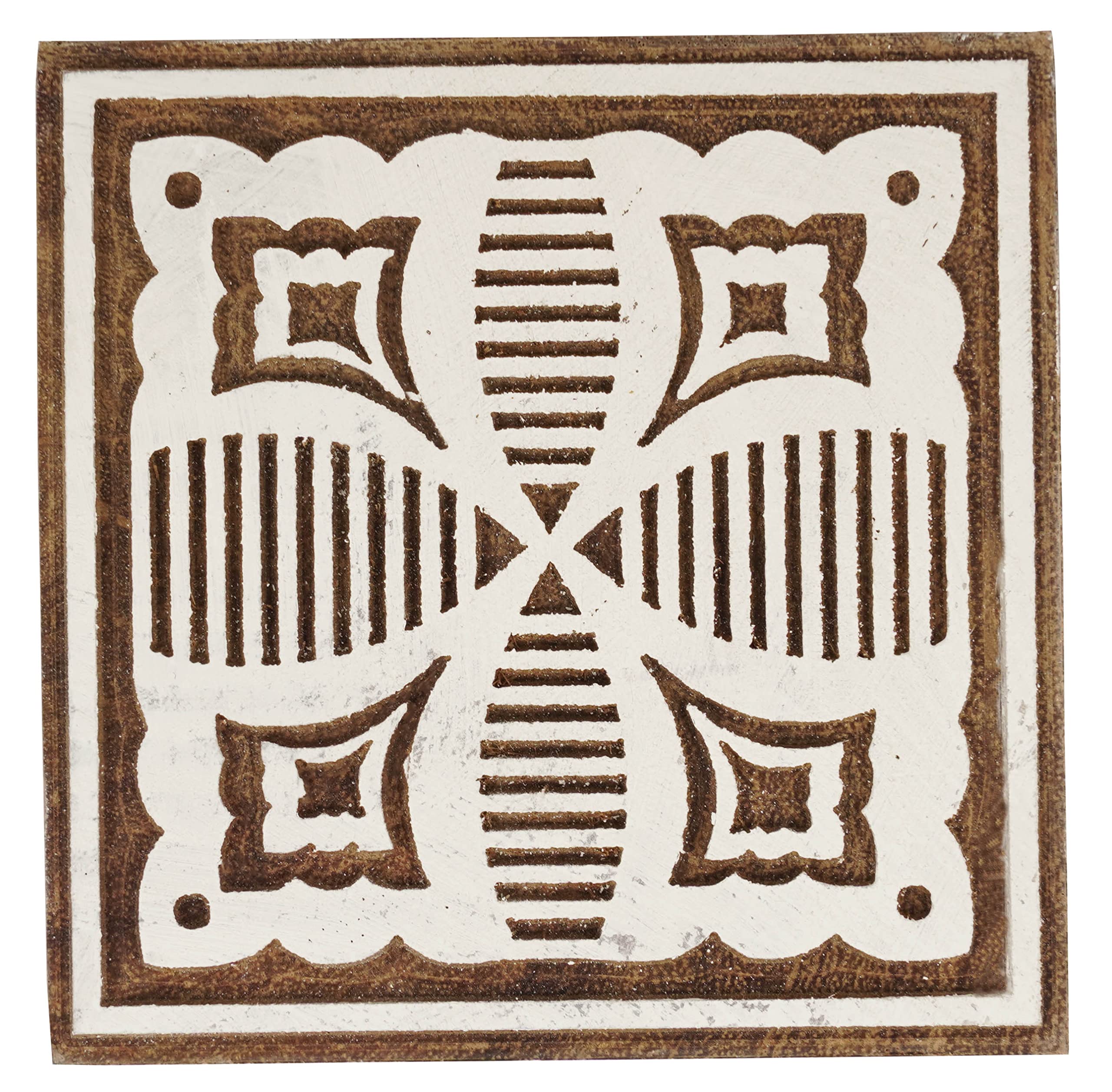 Tampon de bois pour textile et création de motifs géométriques maison
